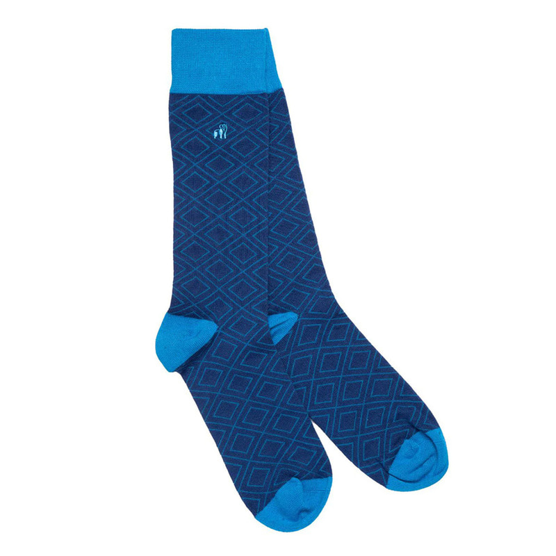 LEMAR [Swole Panda] Blue Diamond Pattern Socks_SP308 자체브랜드